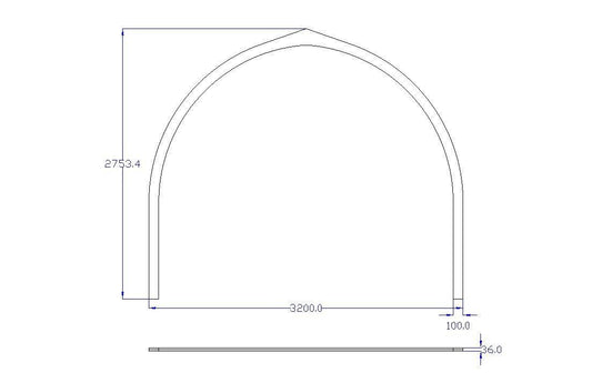 Shropshire CNC glamping pod frame arch, 3.2m modular building structure with wooden beams and metal connectors.
