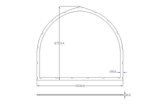 Shropshire CNC glamping pod frame arch kit, 3.2m modular building structure with metal frame and arch design.