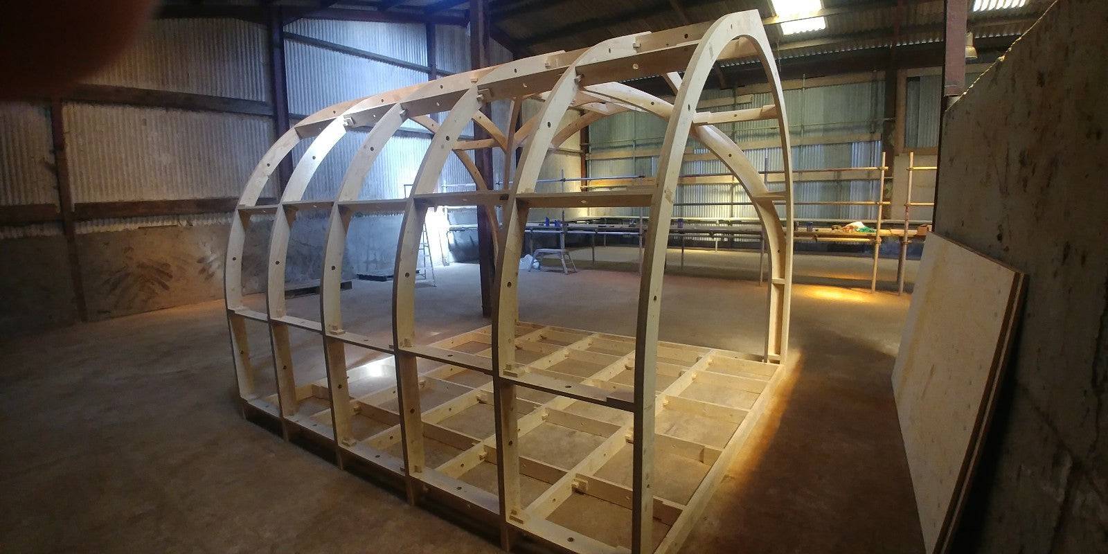 Shropshire CNC Center Door Pod Frame Kit XL, modular building with metal frame and door opening, measuring 2.698m by 2.55m