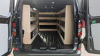 VW Transporter T7 LWB van shelving and tool organizer for commercial vehicle storage and organization inside the van.