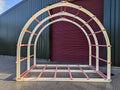 Shropshire CNC glamping pod frame arch kit with 3.2m modular building structure, showing assembled metal arch and frame components.