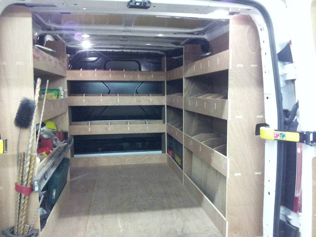 Ford Transit Custom SWB 2012-2023 van shelving and racking organizer for efficient storage and vehicle organization.