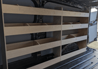 VW Transporter T7 SWB double unit van shelving tool organiser for commercial vehicle storage and organization in the van.