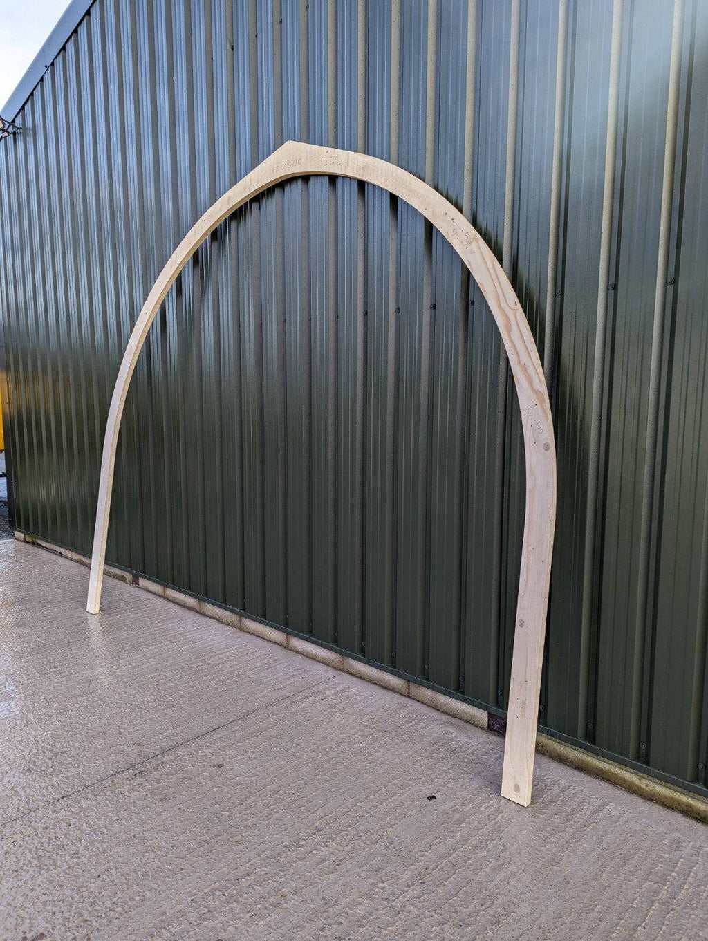 Shropshire CNC glamping pod frame arch, 3.2m modular building structure with wooden beams and arch design for outdoor use