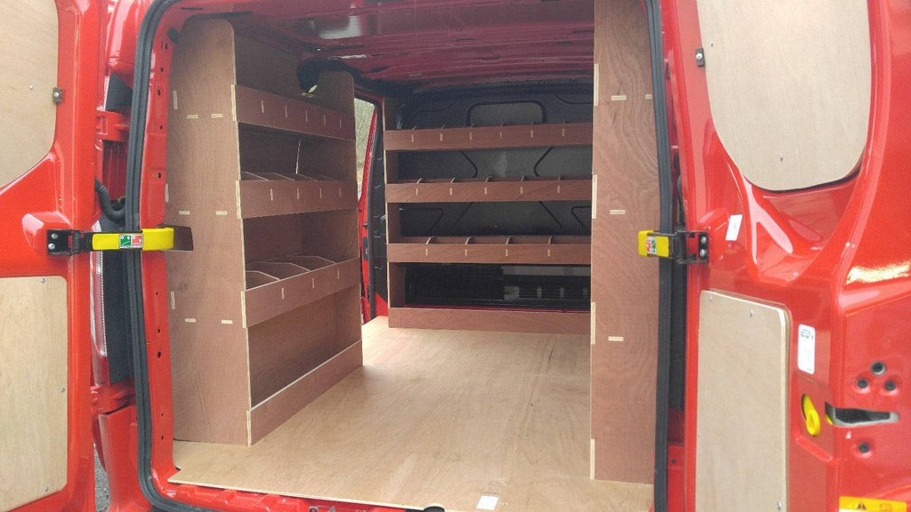 Ford Transit Custom SWB van shelving racking tool organiser for storage and organization inside the vehicle.