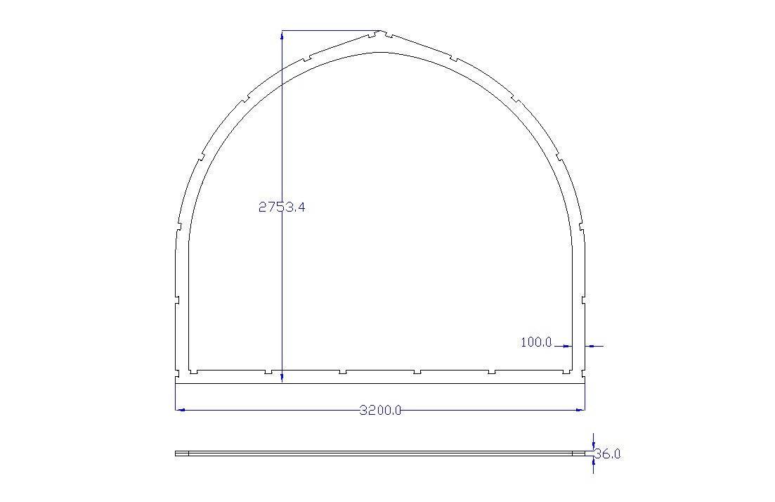 Shropshire CNC glamping pod frame arch kit with 3.2m modular building structure, showcasing metal frame components and construction details.