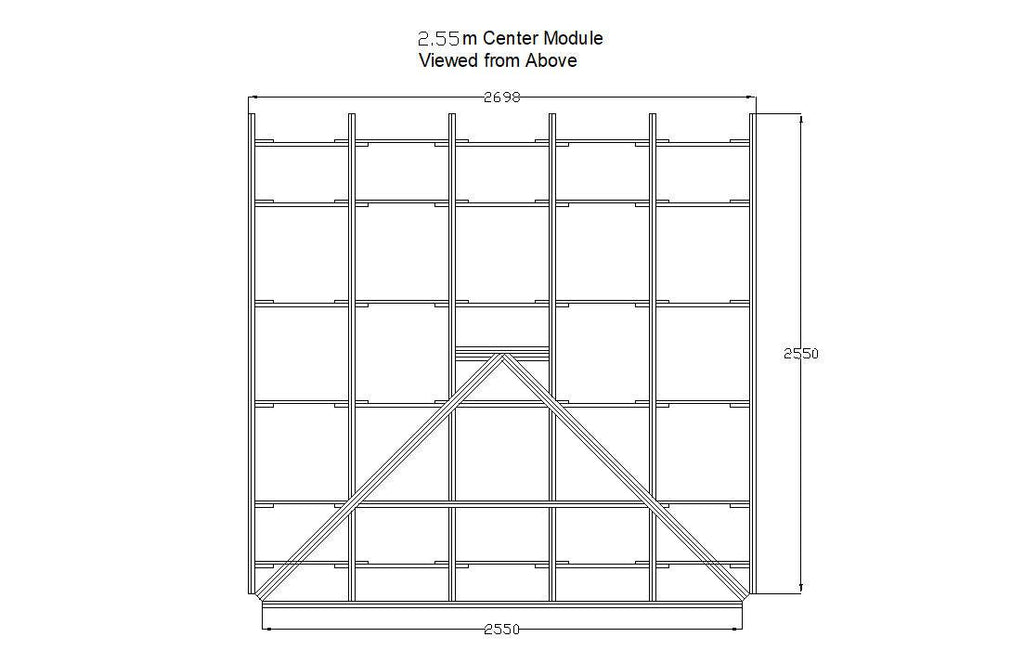 Shropshire CNC XL Center Door Pod Frame Kit for modular buildings, measuring 2.698m by 2.55m with a central door opening.