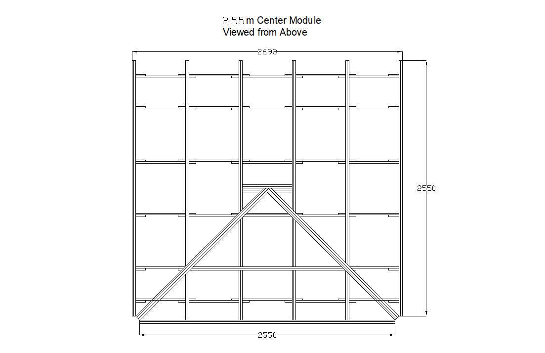 Shropshire CNC XL Center Door Pod Frame Kit for modular buildings, measuring 2.698m by 2.55m with a central door opening.