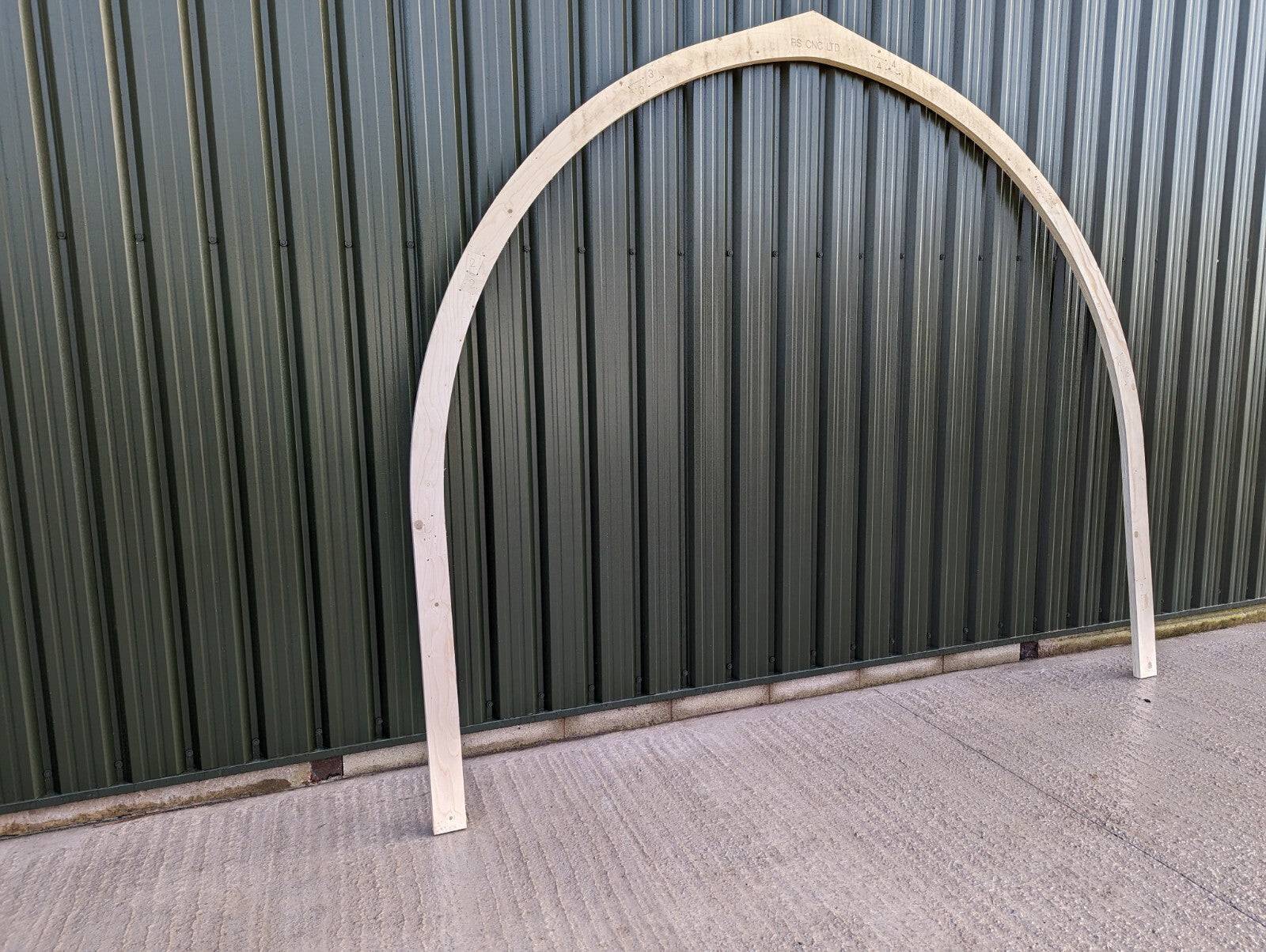 Shropshire CNC 3.2m Glamping Pod Frame Arch, modular building structure with metal frame and arch design.