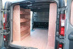 Vauxhall Vivaro SWB Van 2014-2018 with triple unit plywood shelving van racking system installed in the cargo area