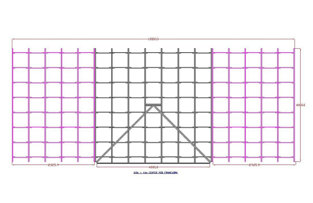 Shropshire CNC XL centre door pod frame kit for modular buildings, showing metal frame components on a construction site.