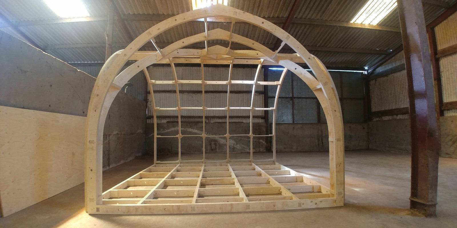 Shropshire CNC XL Center Door Pod Frame Kit for modular buildings, showing the metal frame structure measuring 2.698m by 2.55m