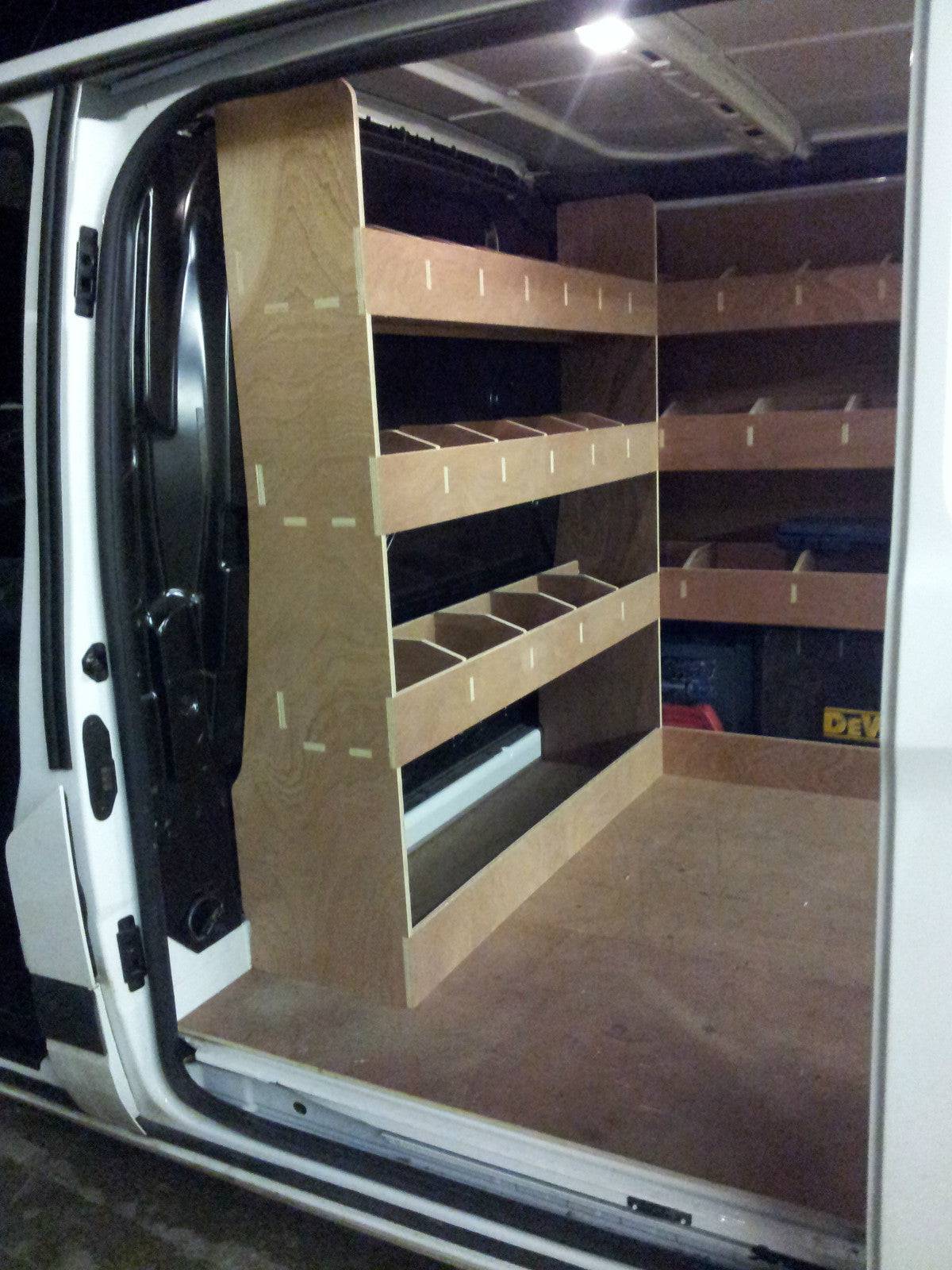 Ford Transit Custom SWB van shelving and racking tool organiser for efficient storage in 2012-2023 commercial vehicle.