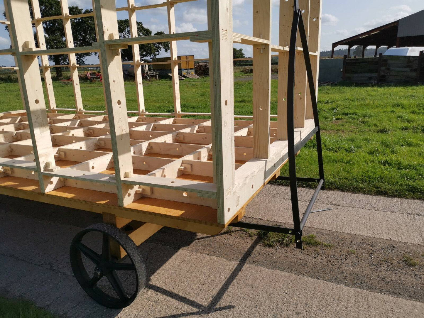 Shropshire CNC Shepherd's Hut Frame Kit with 6m length, 2.59m width, and 2.668m height for modular building construction.