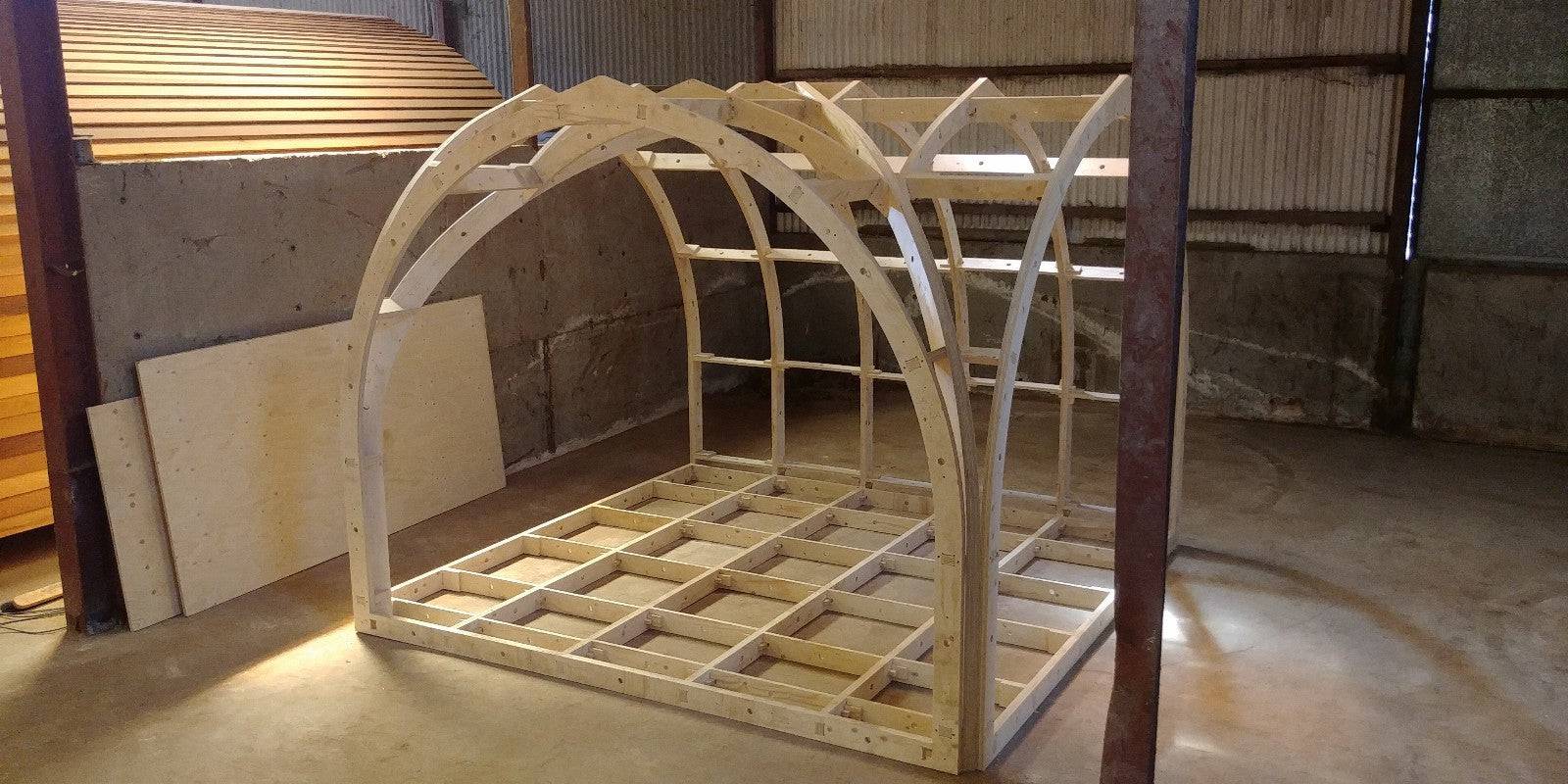 Shropshire CNC XL Center Door Pod Frame Kit for modular buildings, measuring 2.698m by 2.55m, with door opening in center.