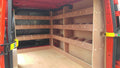 Ford Custom Van Racking LWB (L2) with triple 12mm plywood shelving for commercial van storage and organization.