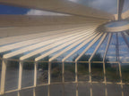 Shropshire CNC Yurt Pod Frame Kit, 4.2m modular building with wooden beams and structural components, ready for assembly