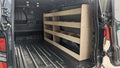 Ford Transit Custom 2024 LWB van racking and double shelving for commercial vehicle storage and organization.