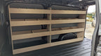 Ford Transit Custom Van Racking 2024 LWB double shelving system for commercial vehicle storage inside the van.