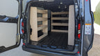 Ford Transit Custom 2024 van racking and shelving system for SWB models, ideal for tool organization and commercial vehicle storage.
