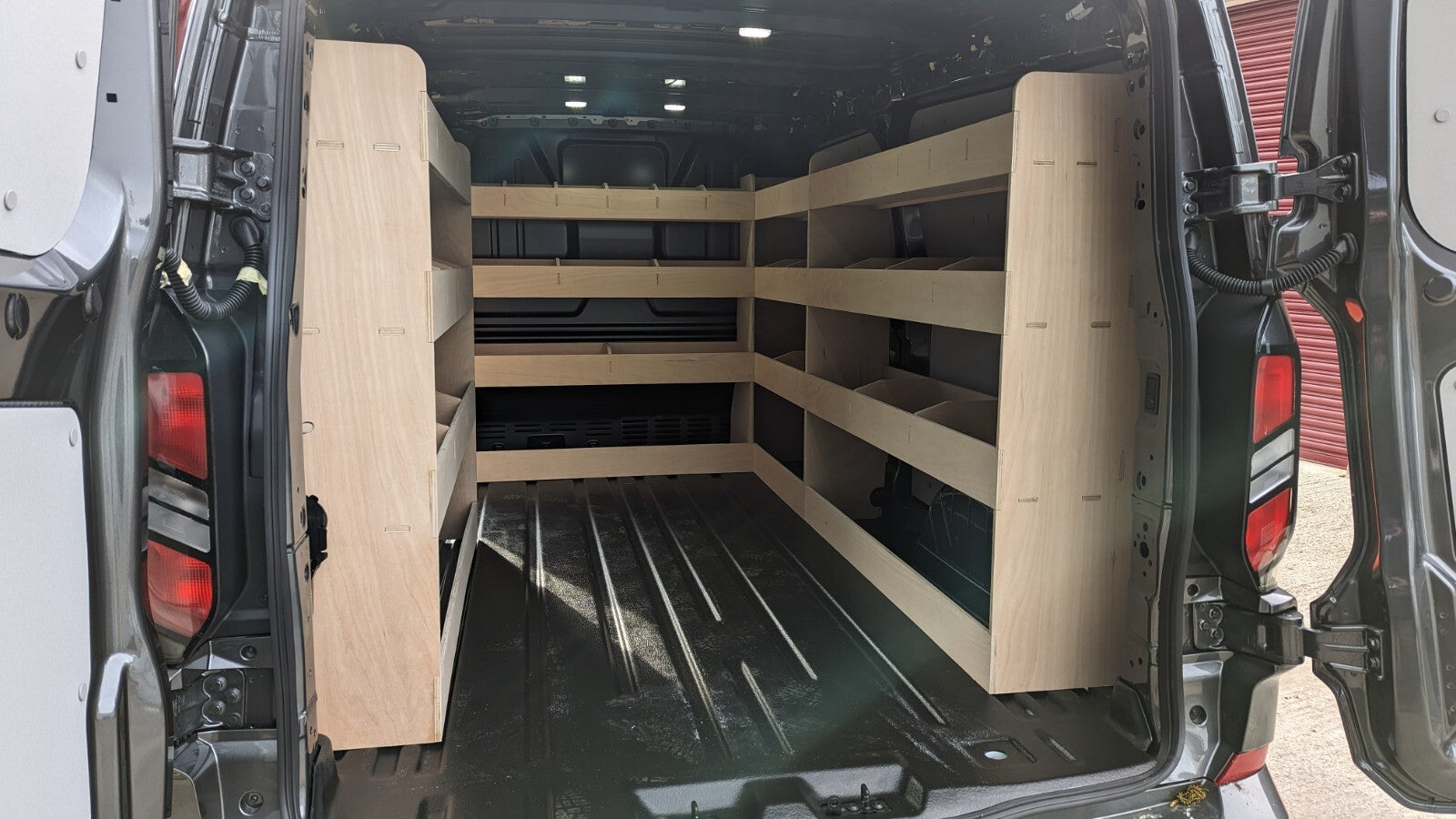 Full set of four plywood van side panels for Ford Transit Custom LWB 2024, commercial vehicle parts and accessories.