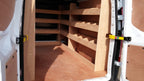 Ford Transit Custom LWB van racking with plywood shelving and storage organiser for commercial vehicle organisation.