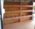 Renault Trafic SWB Van 2008-2013 double unit plywood shelving racking for commercial vehicle storage.