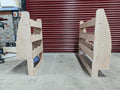 RS VW Caddy SWB van racking and shelving for tool storage on off side and near side of the vehicle.