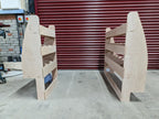 RS VW Caddy SWB van racking and shelving for tool storage on off side and near side of the vehicle.
