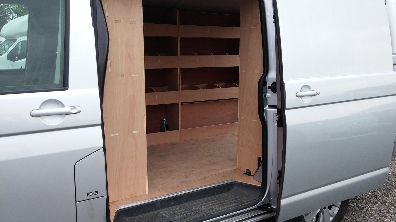 RS VW Transporter T5 T6 SWB van racking system with tool storage organiser for commercial vehicle van or pickup.