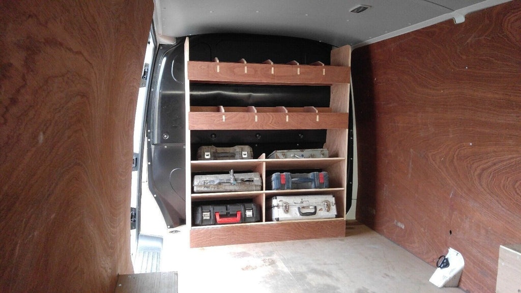 RS VW Transporter T5 T6 van shelving racking and tool storage organiser for commercial vehicle parts and van organisation.