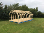 Wide glamping pod frame kit by Shropshire CNC, 7.2m x 3.5m modular building structure for outdoor accommodation.