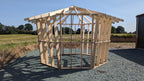Shropshire CNC Octo Pod Frame Kit 4.0m modular building with metal frame and structural components for custom construction.