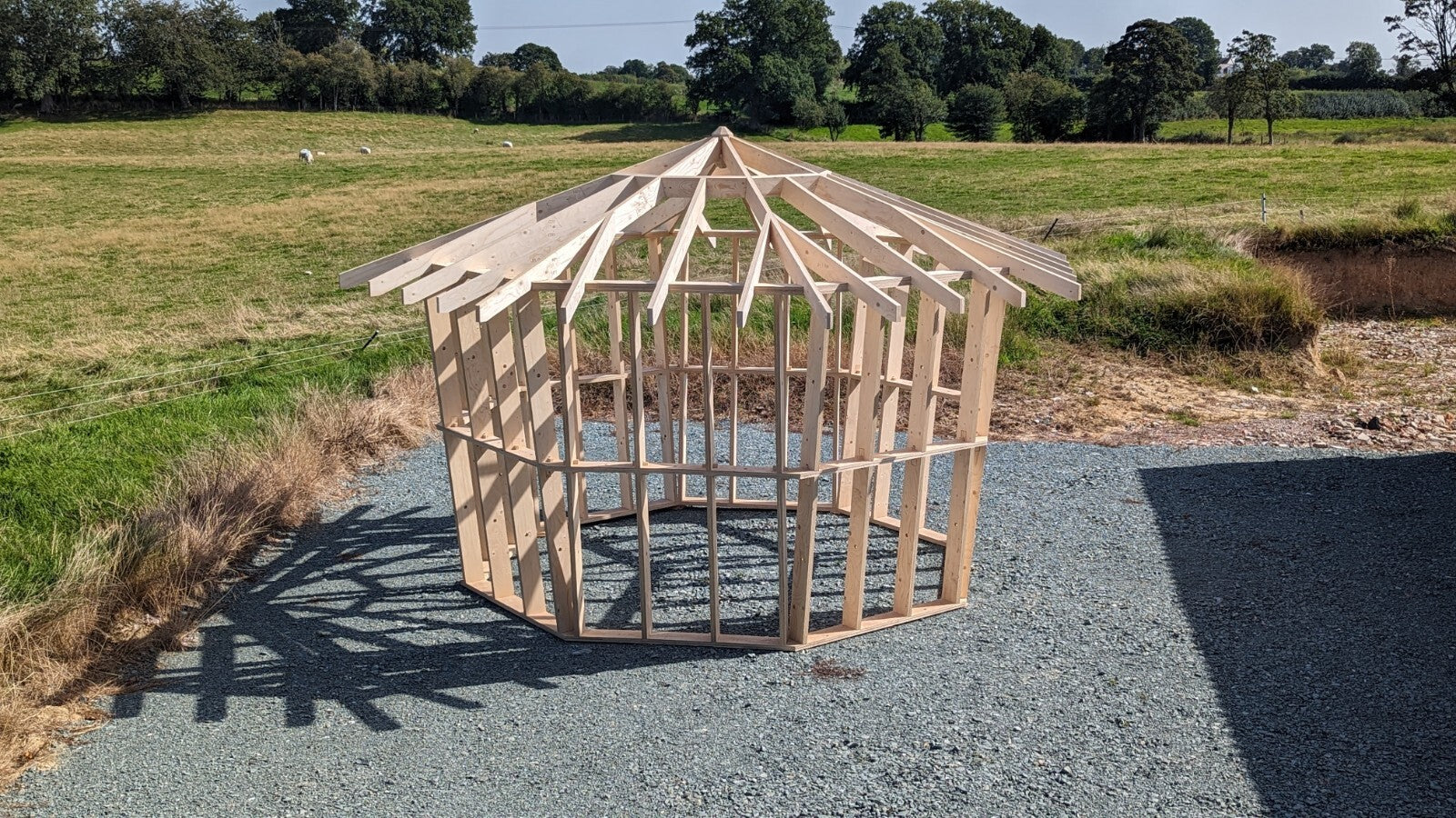 Shropshire CNC Octo Pod Frame Kit 4.0m, modular building structure with metal frame and panels for custom construction.