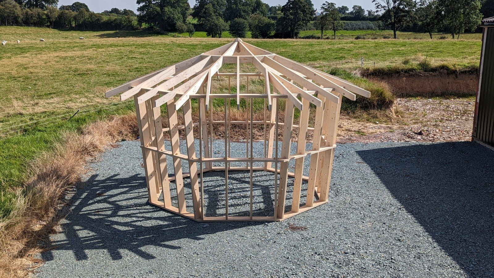Shropshire CNC Octo Pod Frame Kit 4.0m modular building structure with metal frame and panels, designed for versatile construction projects.