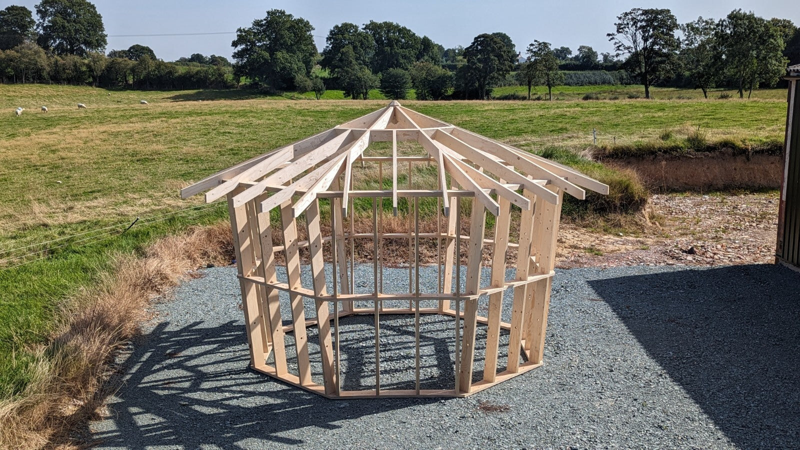 Shropshire CNC Octo Pod Frame Kit 4.0m, modular building structure with metal framing components for customizable construction.