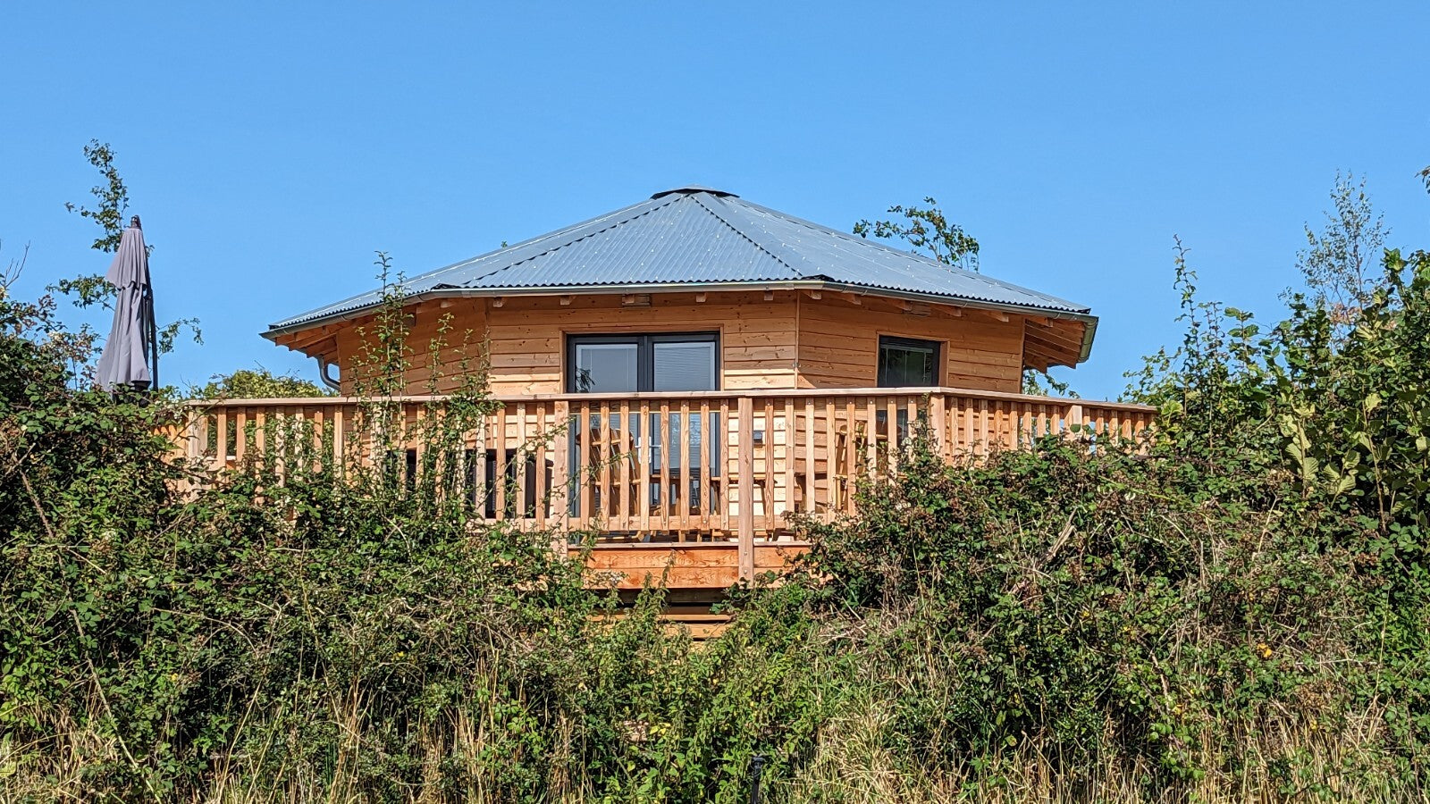 Shropshire CNC Octo Pod Frame Kit 4.0m modular building with metal framework and structural components for custom construction.