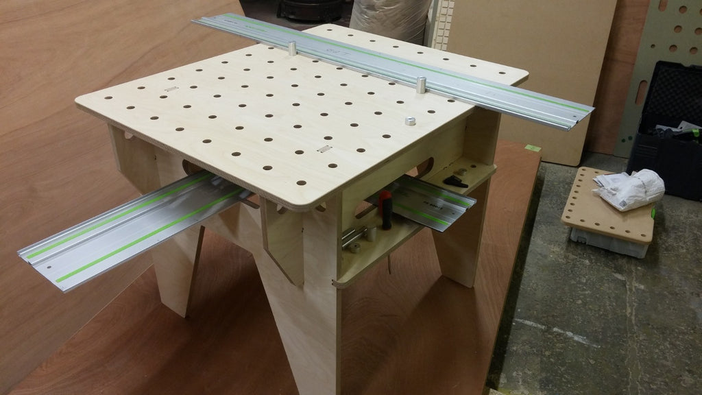 Shropshire CNC knock-down work bench made of birch plywood, measuring 1000x800mm, designed for workshop and jig use.