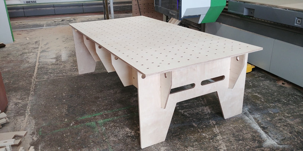 Shropshire CNC knock down work bench with MFT table top, 2435 x 1215mm, suitable for workshop and jig work.