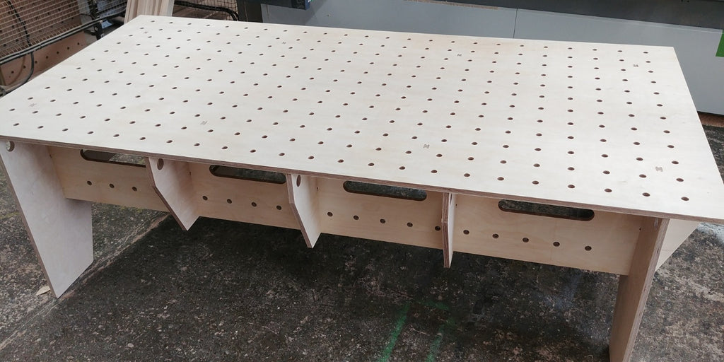 Shropshire CNC knock down work bench with MFT table top, 2435 x 1215 mm, designed for workshop and jig use.