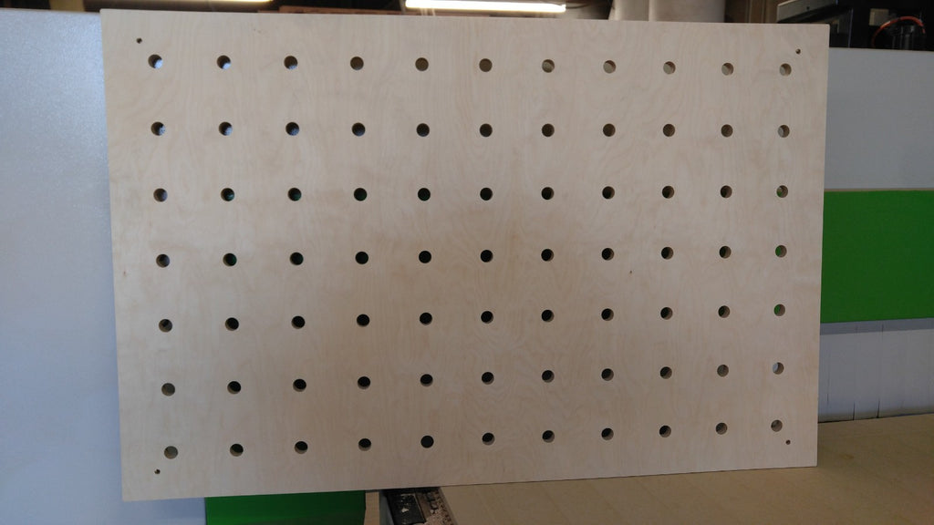 Shropshire CNC MFT/3-LP Birch Table Top for workshops and jigs, measuring 1108 x 718 x 18mm, shown on a workbench.
