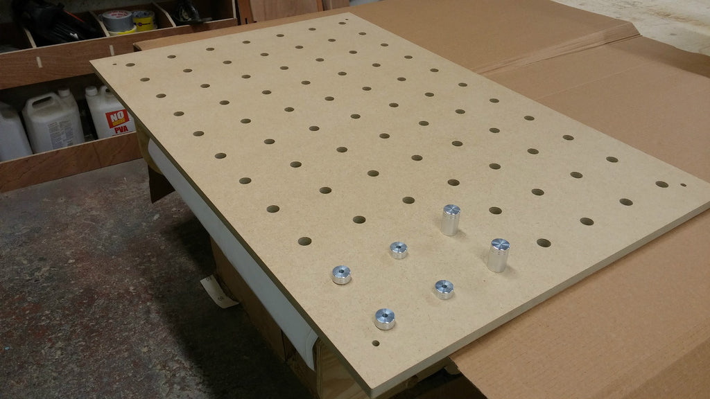 Shropshire CNC MFT/3-LP MR MDF table top with dogset, workshop jig, 1108x718x18mm for woodworking and carpentry projects.