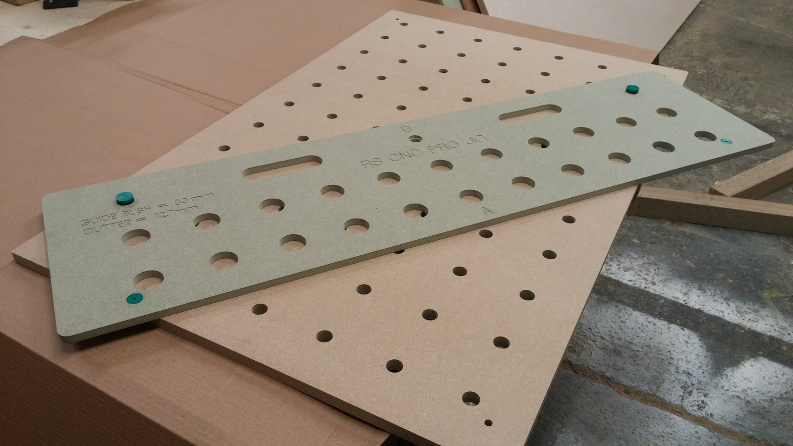 RS CNC PRO Jig for workshop projects, made from MR MDF, by Shropshire CNC, designed for precise woodworking and jigs.