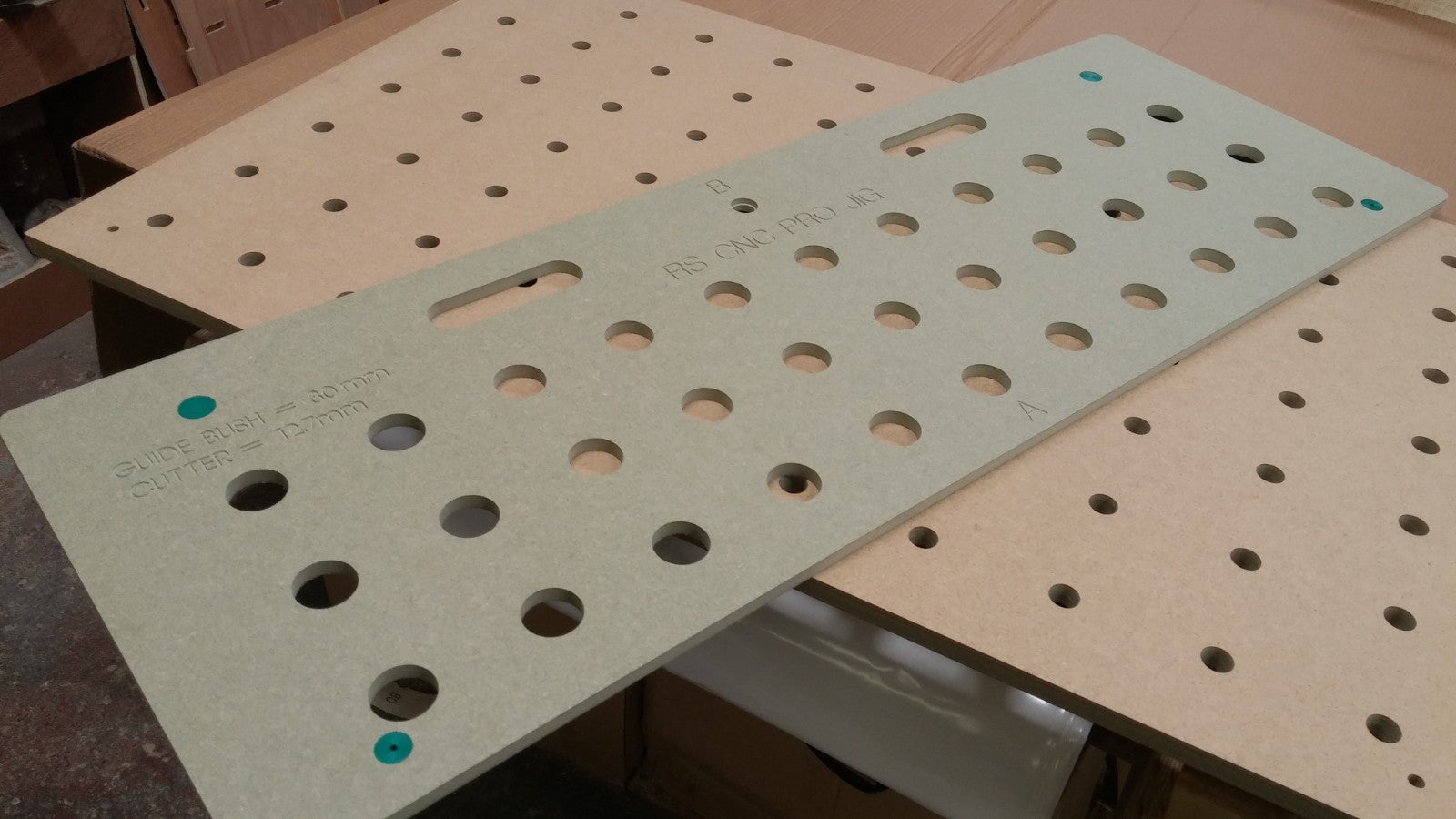 RS CNC PRO Jig by Shropshire CNC, a durable MDF workshop jig shown for precise woodworking and jig setup.