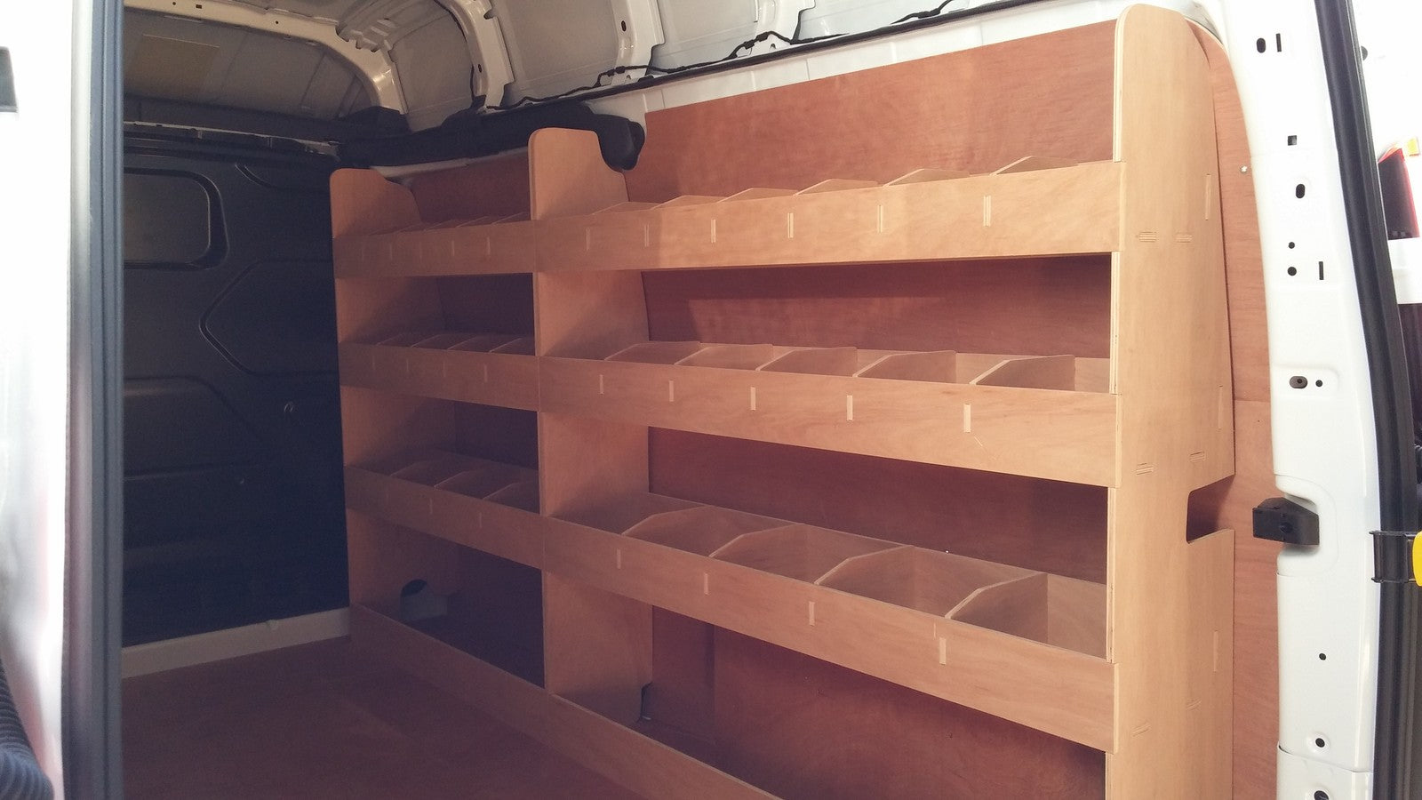 Transit Van Temporary Racking Ford Transit Custom LWB DOUBLE Van Racking Plywood Shelving Storage Ac ...