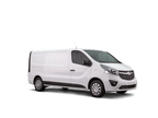 Vauxhall Vivaro 2014-2018 front-right view with transparent ply lining interior in the cargo area.