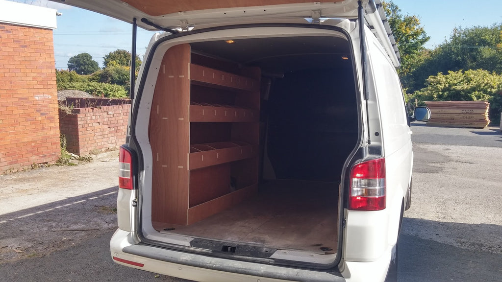VW Transporter T5 T6 LWB single rear unit made of plywood, vehicle part for commercial van or pickup, by VW T5 / T6.