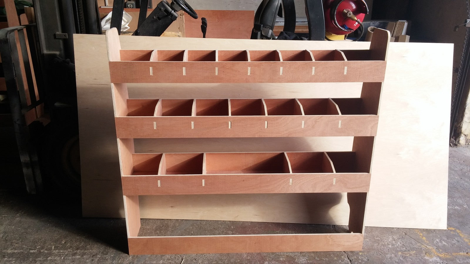 VW Transporter T5 T6 LWB single rear unit made of plywood, ideal for van conversion or commercial vehicle upgrades.