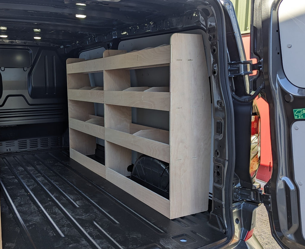 VW Transporter T7 SWB double unit van shelving tool organiser for commercial vehicle storage and organisation.
